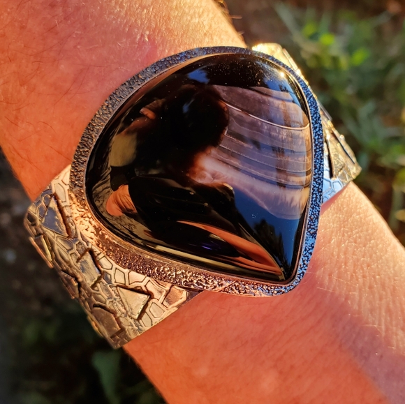 New Banded Agate 925 Silver Cuff Bracelet. - Picture 6 of 15